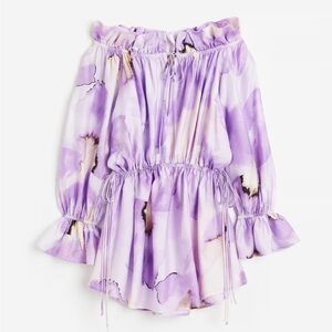 H&M Purple Watercolor Off the Shoulder Tunic Dress